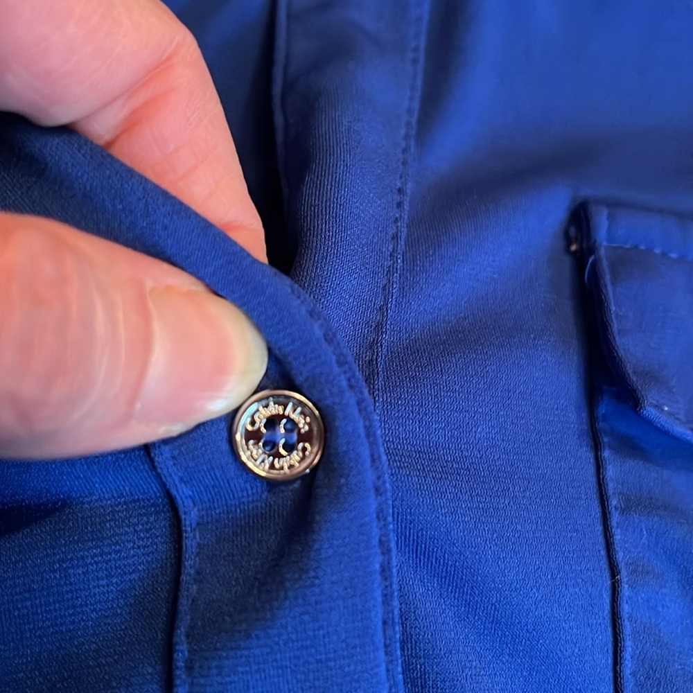EUC Calvin Klein royal blue dressy top with silver hardware - Picture 5 of 13